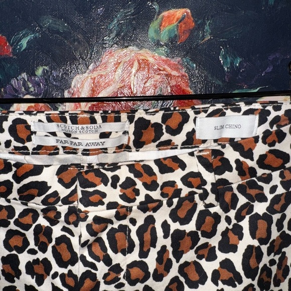 Scotch & Soda Brown Leopard Print Slim Chino Women’s Casual Pants Size 31/32 - Picture 3 of 7